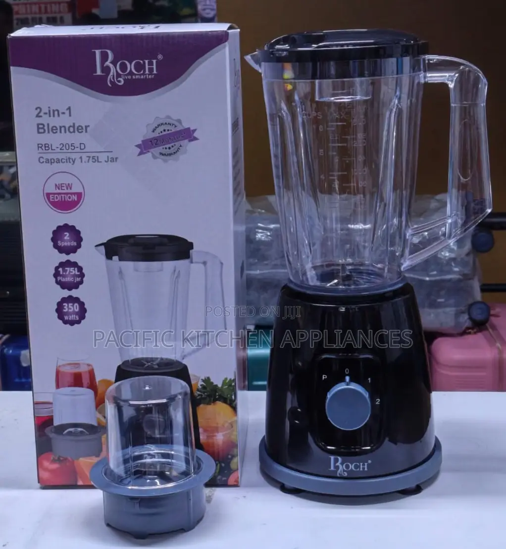 Roch 2-in-1 Blender With Grinder – Black – 1.75L