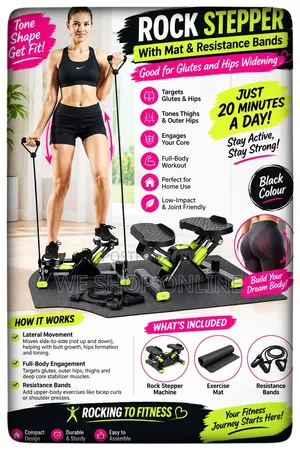 V-Shape Mini Stepper With Mat and Resistance Bands