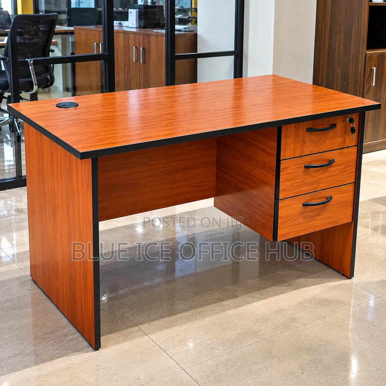1.2M Brown Executive Office Desk With 3 Drawers and Lock