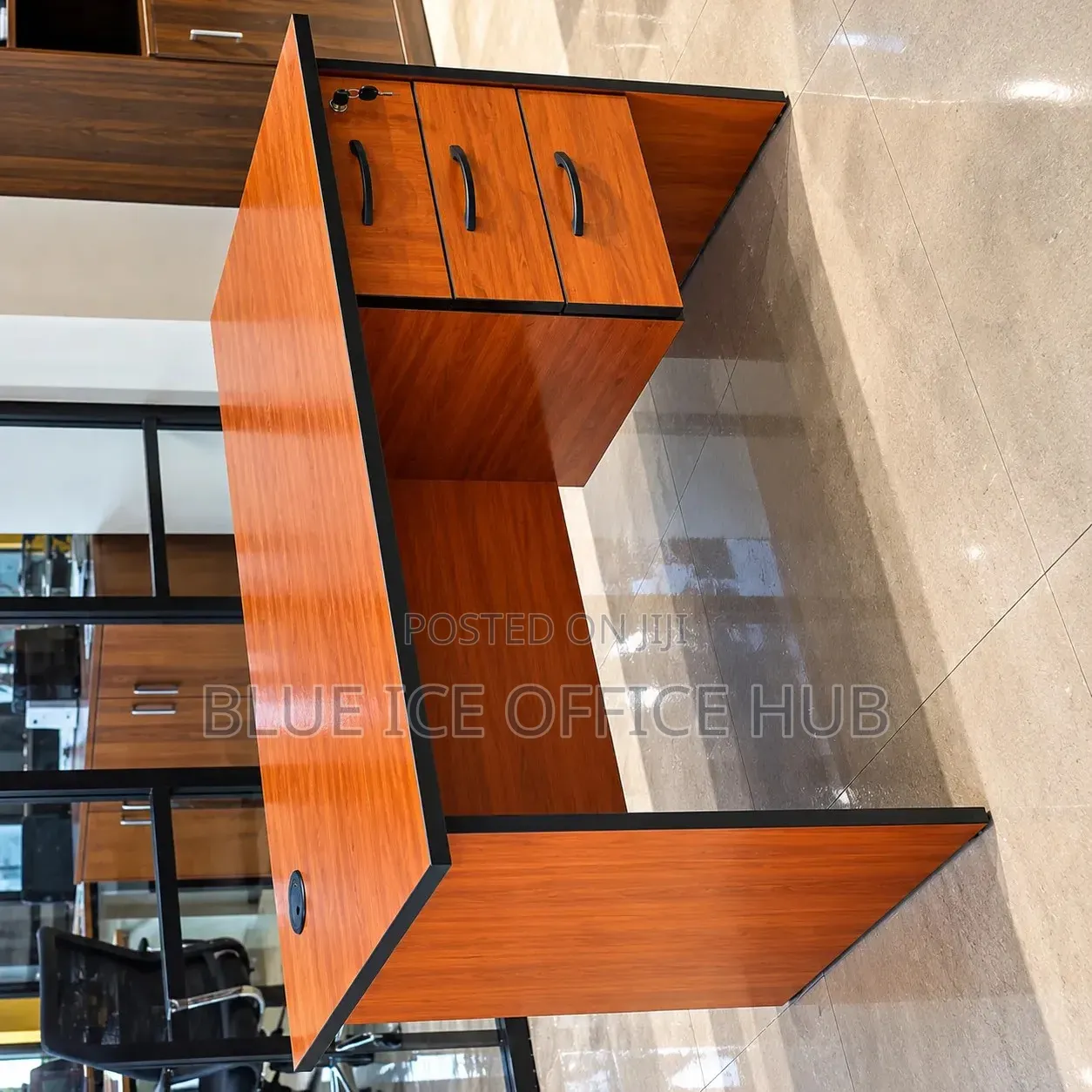 1.2M Brown Executive Office Desk With 3 Drawers and Lock