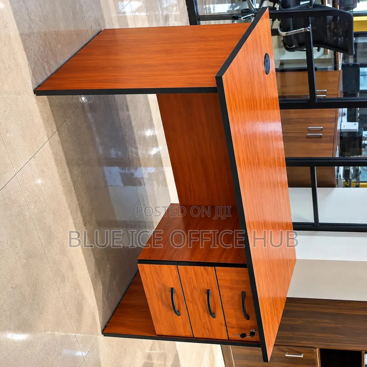 1.2M Brown Executive Office Desk With 3 Drawers and Lock