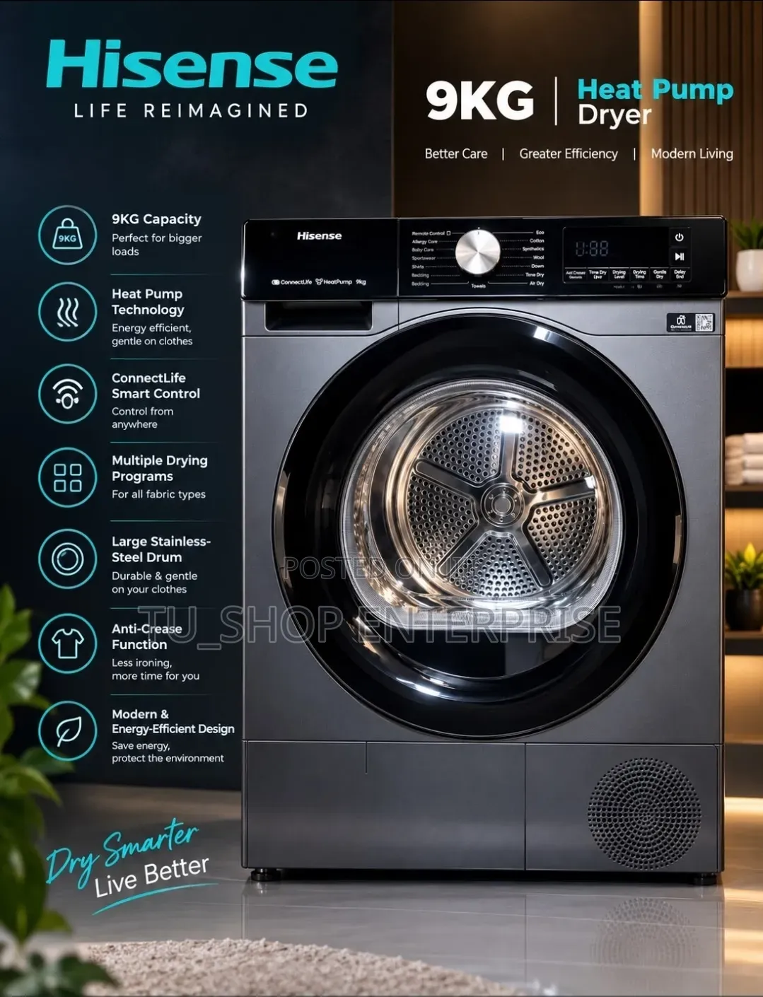 Hisense Front Load 9kg DRYER at 
