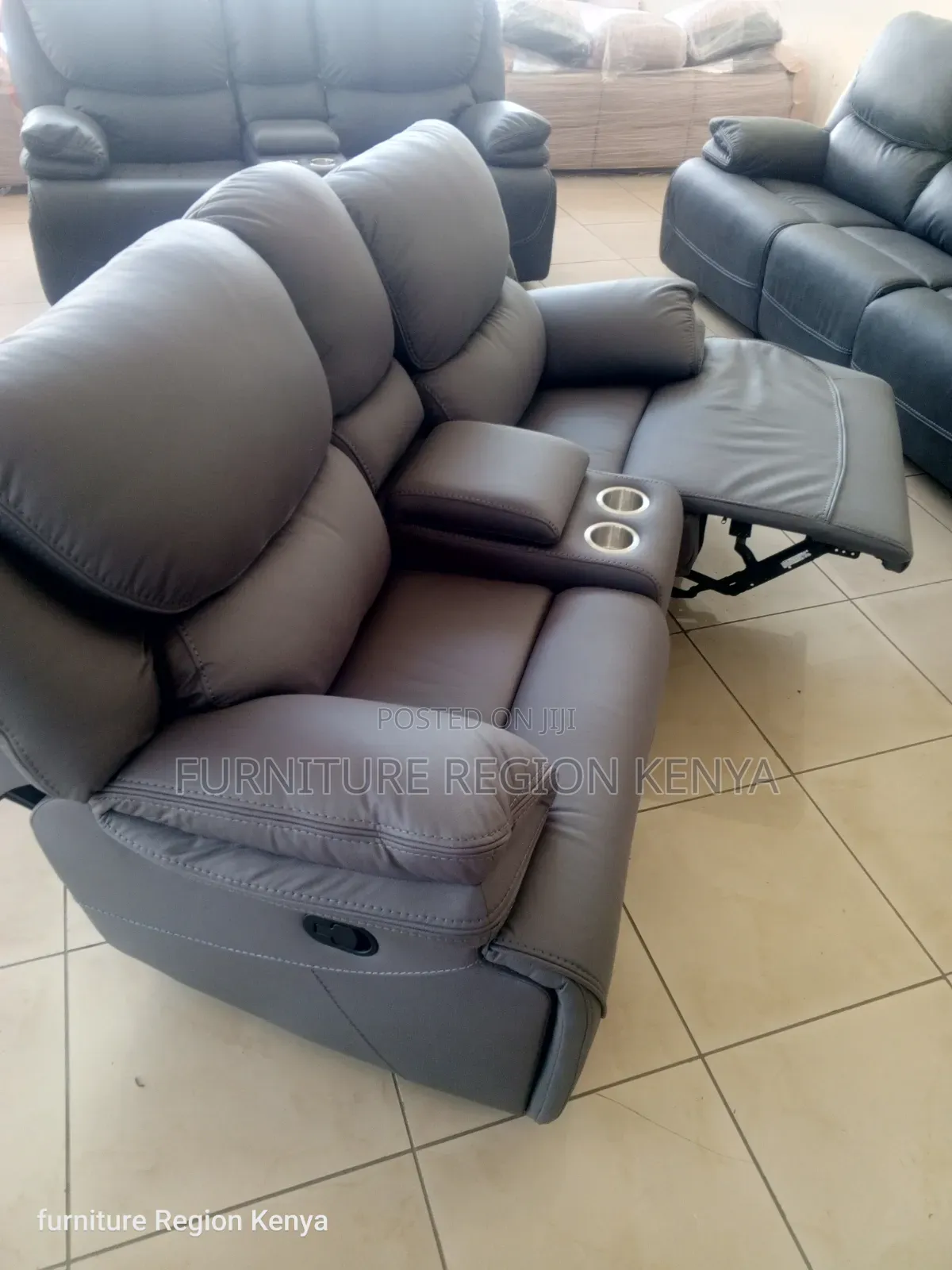 Two Seater Luxurious Recliner Sofa Gray