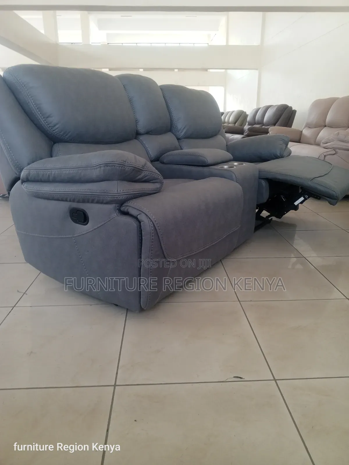Dark Gray Two-Seater King-Size Recliner