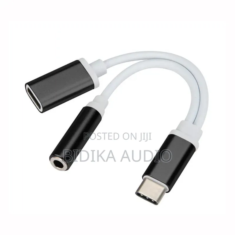 Jmax 2 in 1 Earphone Audio Adapter USB C Type-C to 3.5mm Jack