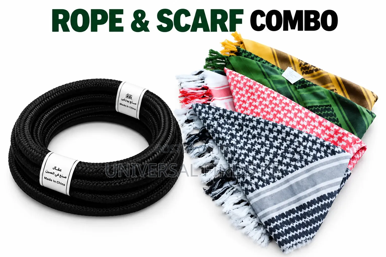 Arafat Keffiyeh Scarf With Agal Ring for Cultural Wear