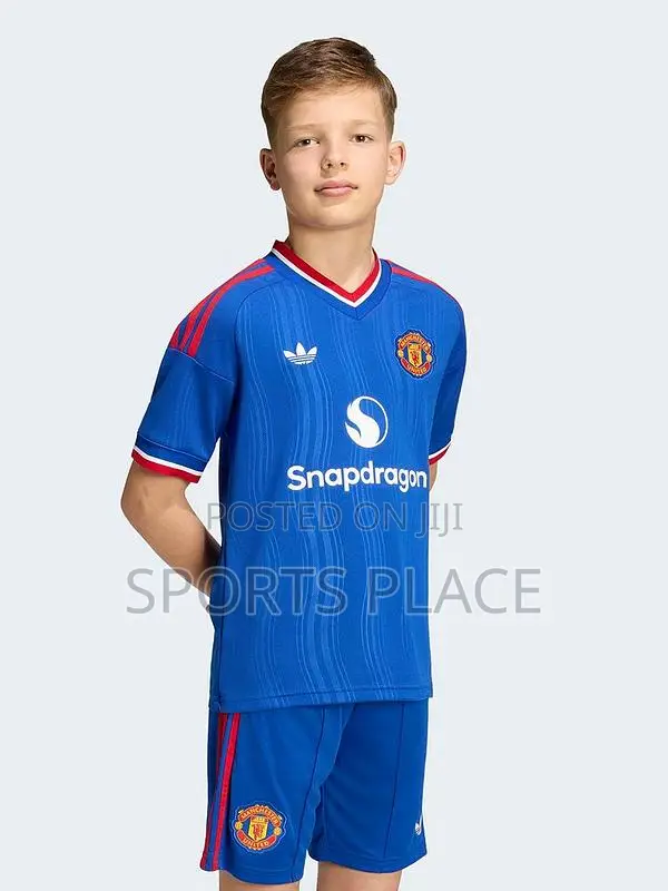 Man United Away Blue Jersey 26-27 for Kids