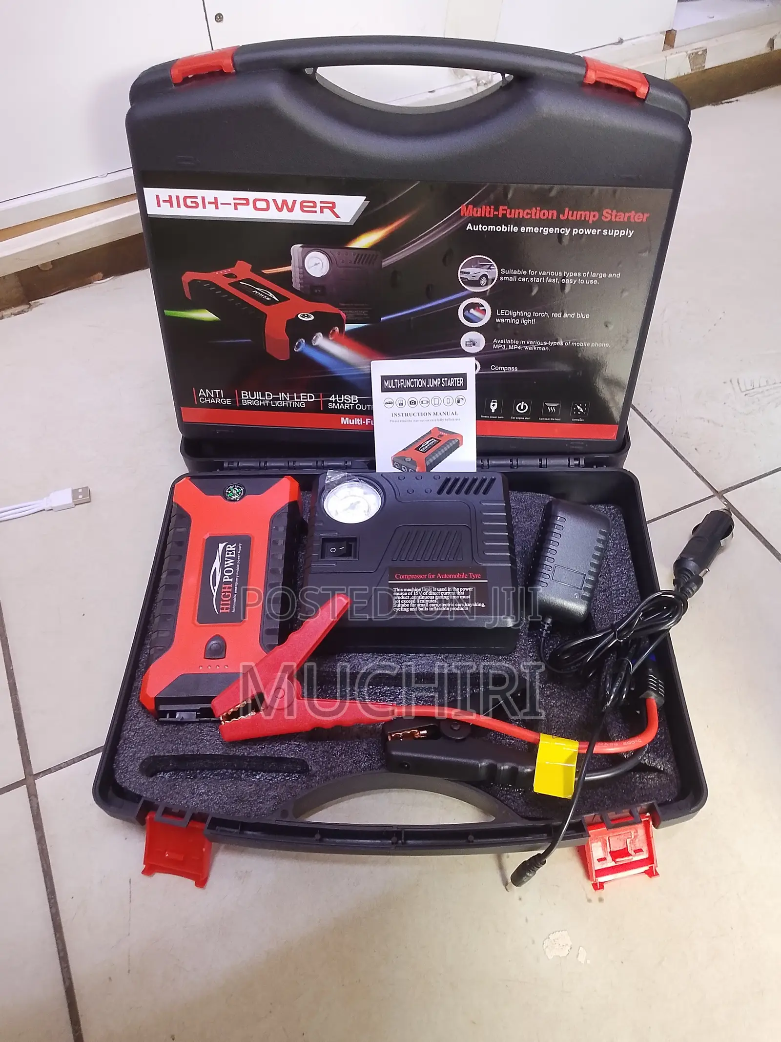 3-in-1 Car Jump Starter With Air Compressor