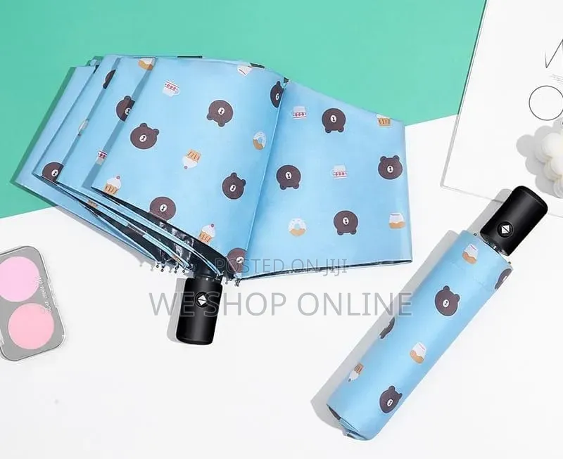 Anti-Uv Automatic Black Coating Sunscreen Bear Umbrella