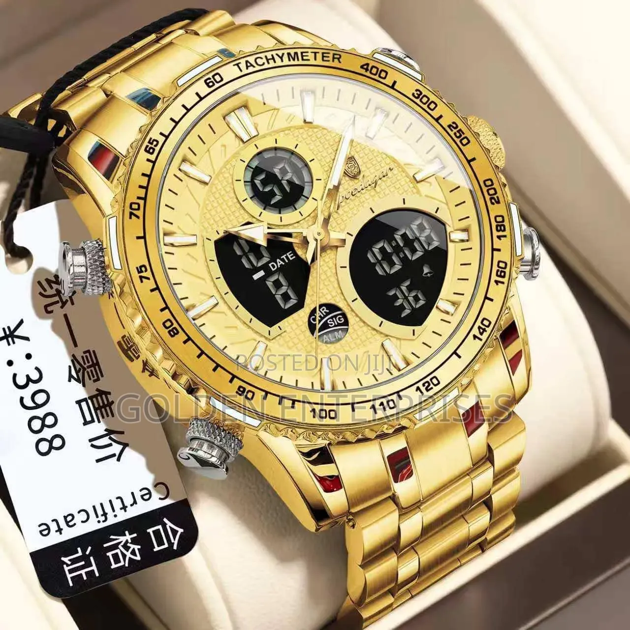 Men's Waterproof Watch With Gold & Silver Stainless Steel Band