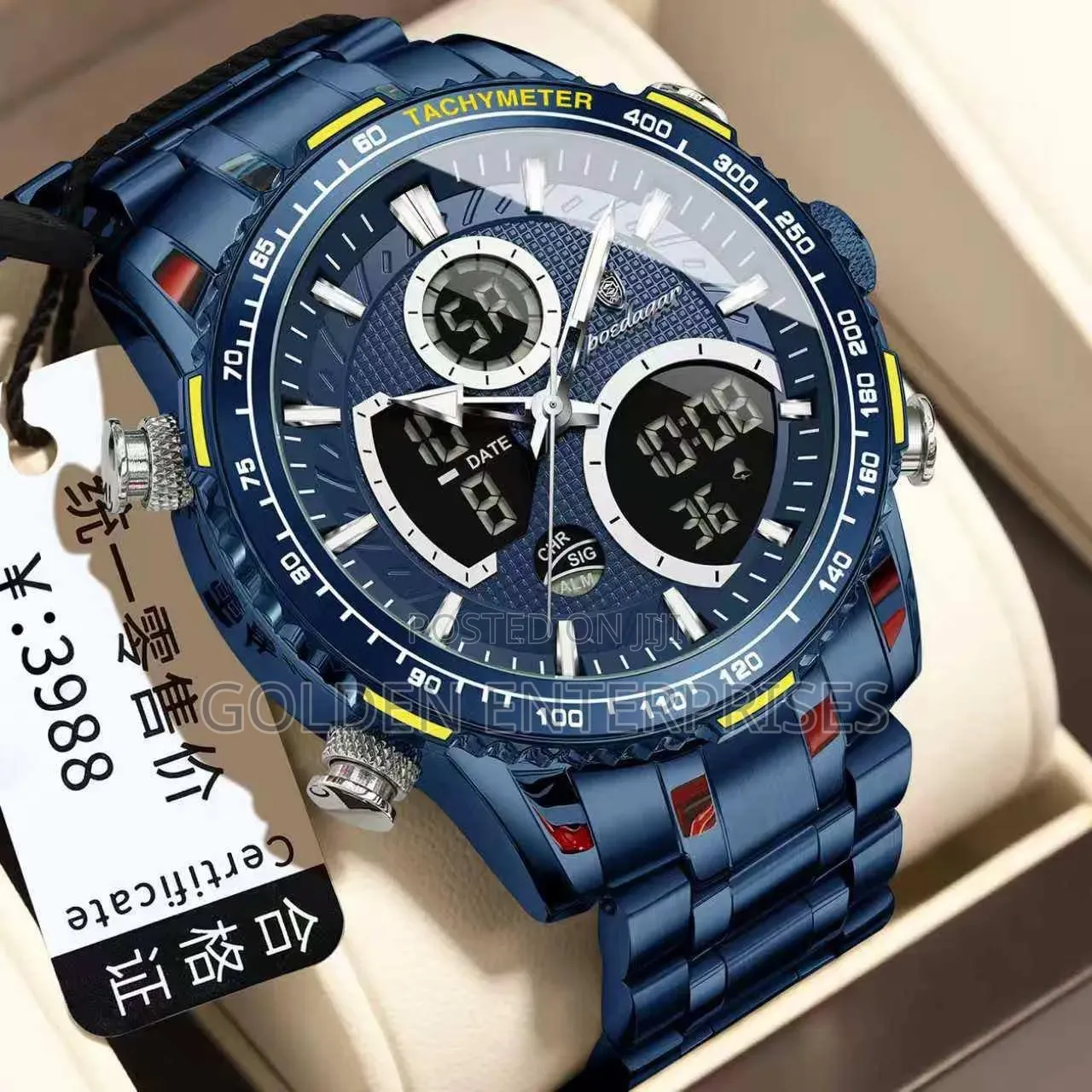 Luxury Tachymeter Digital-Analog Men’s Wristwatch