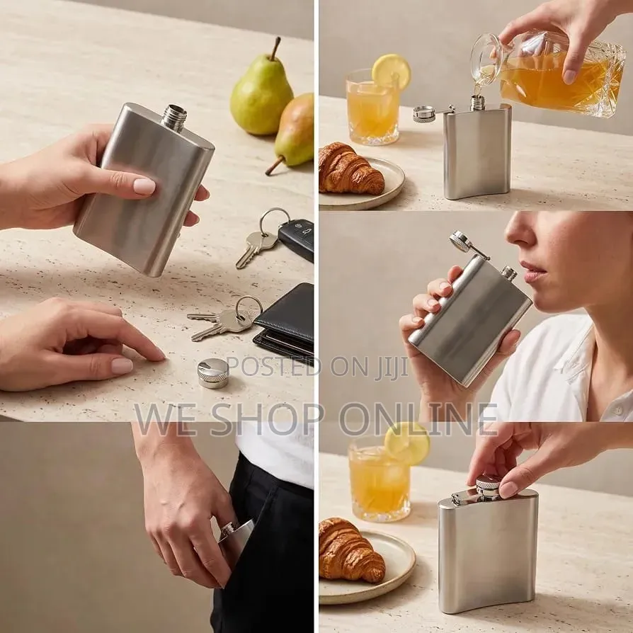 177ml Stainless Steel Silver Hip Whiskey Flask