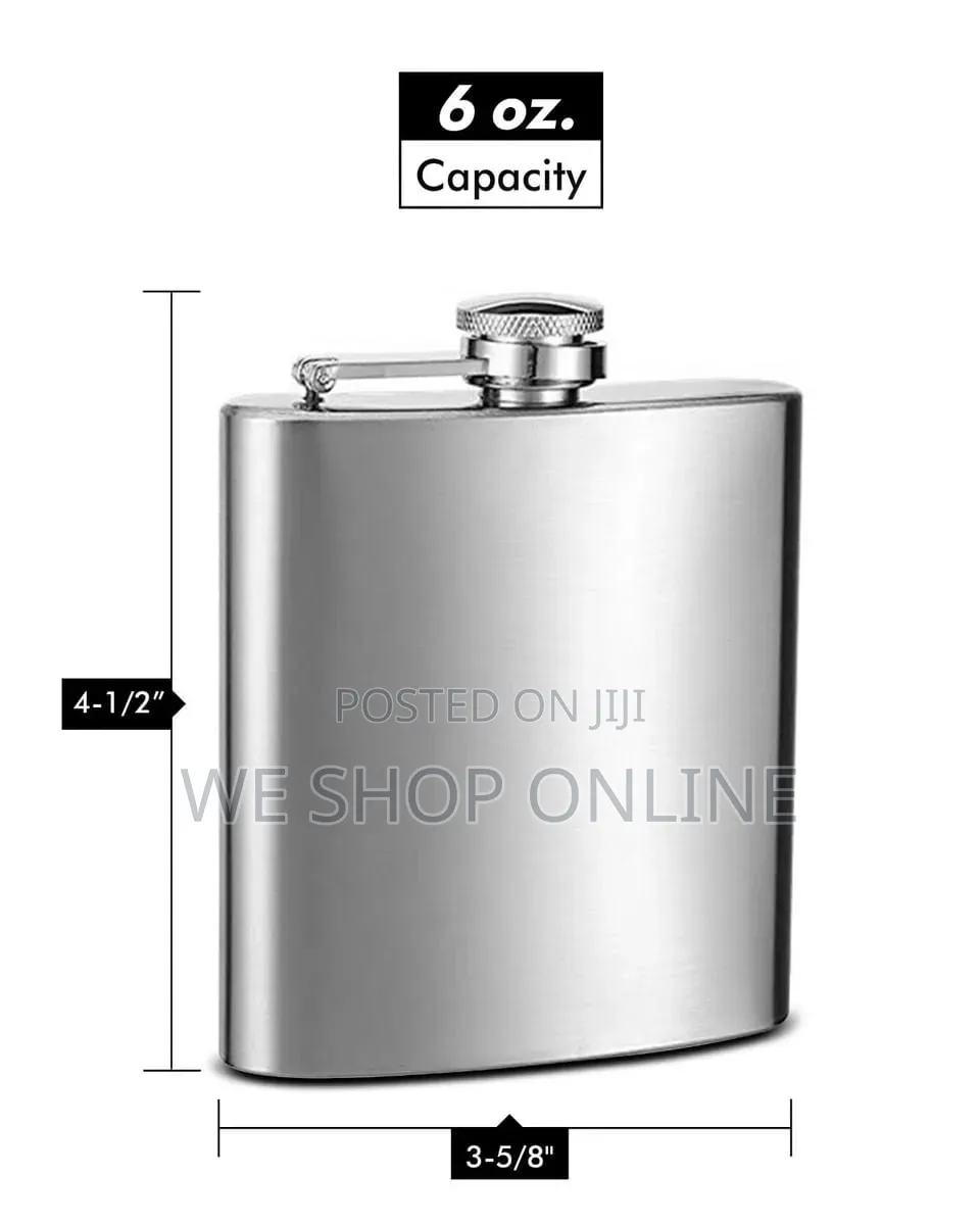 177ml Stainless Steel Silver Hip Whiskey Flask