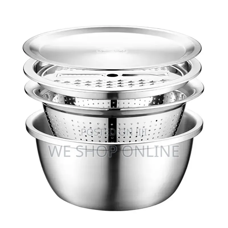 24cm 3in 1colander Stainless Steel Bowl, Strainer & Salad Mixing Bowls