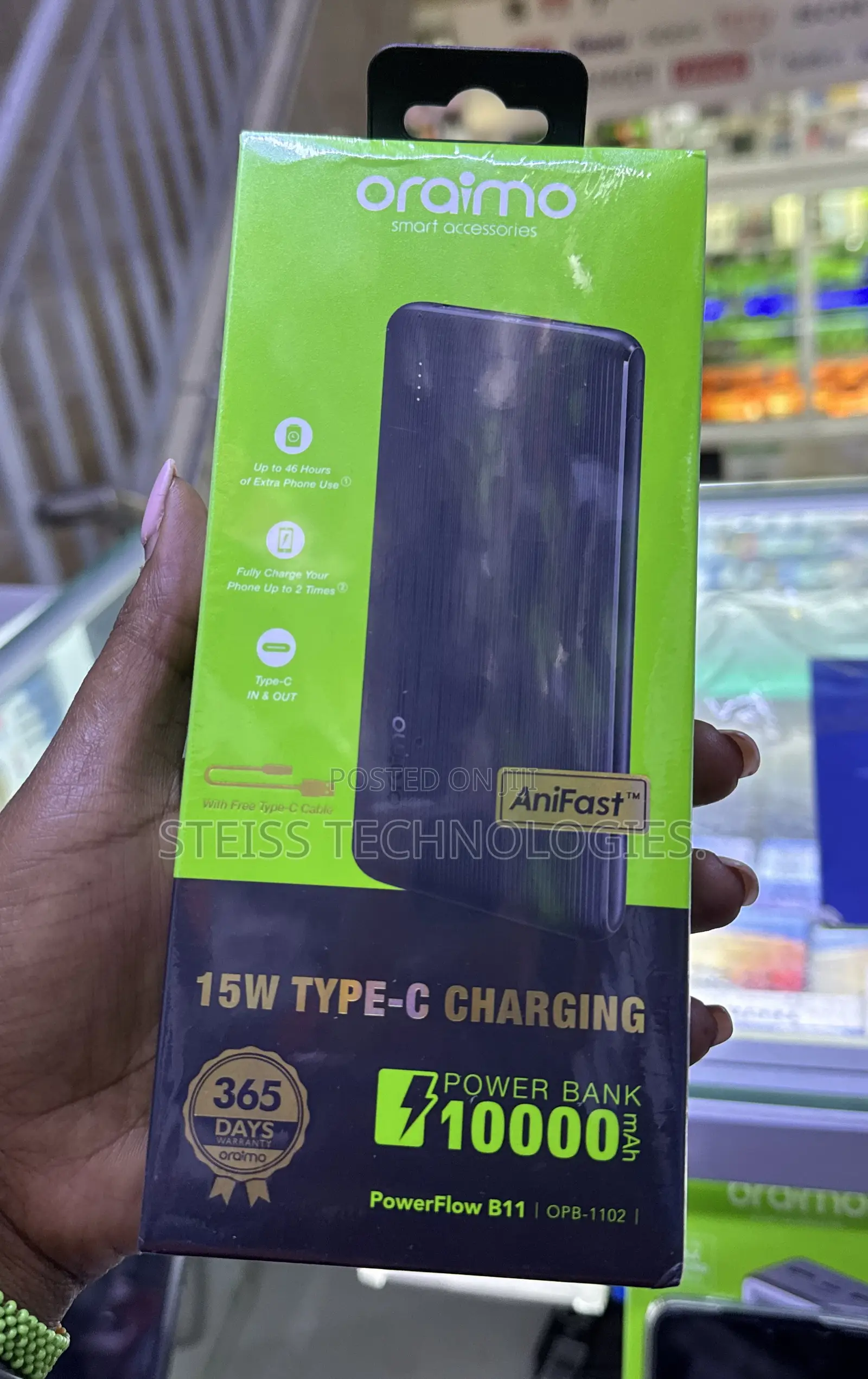 15w Oraimo 10000mah Powerbank.