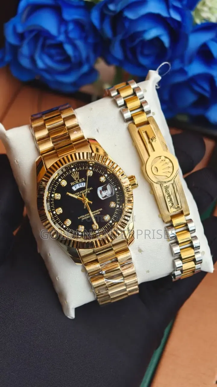 Premium Calendar Sports Watch With Matching Link Chain Bracelet