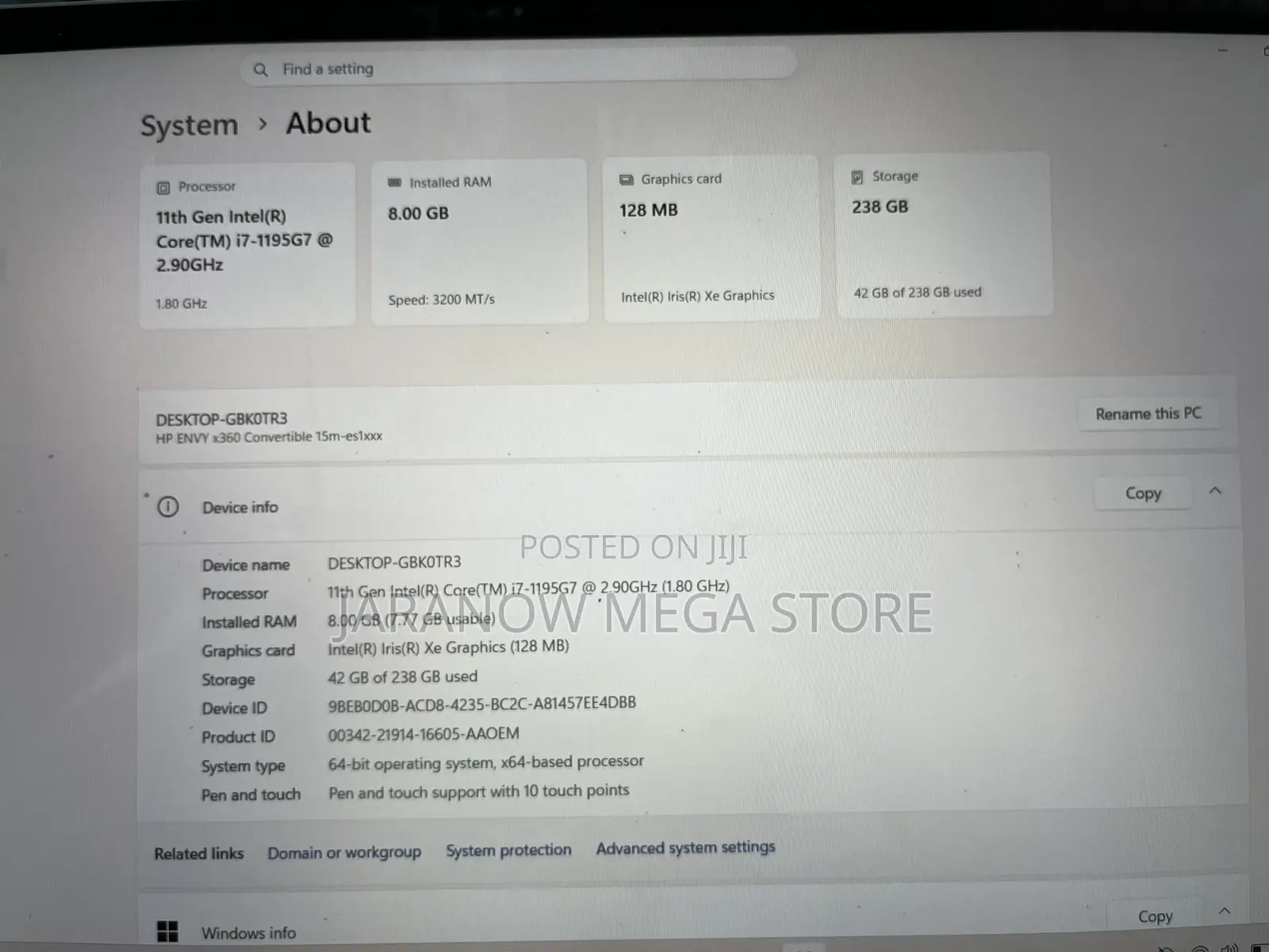 Laptop HP Envy x360 15-cp0013nr 8GB Intel Core i7 SSD 256GB