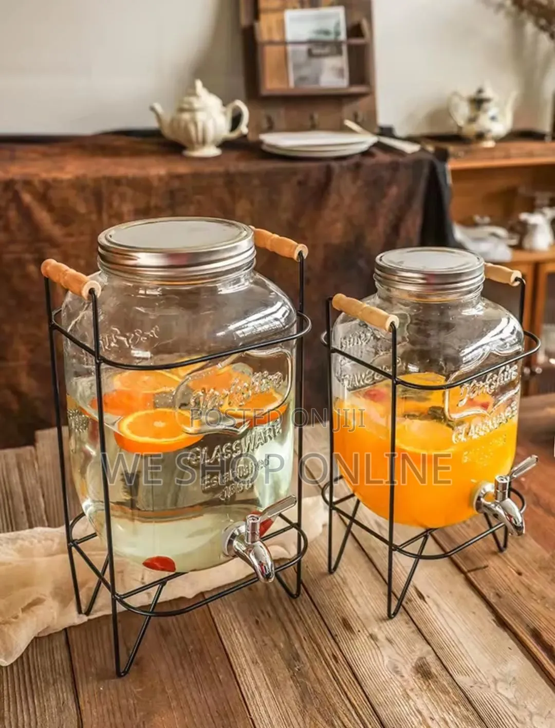 5ltrs Glass Juice Dispensers With Metallic Stand