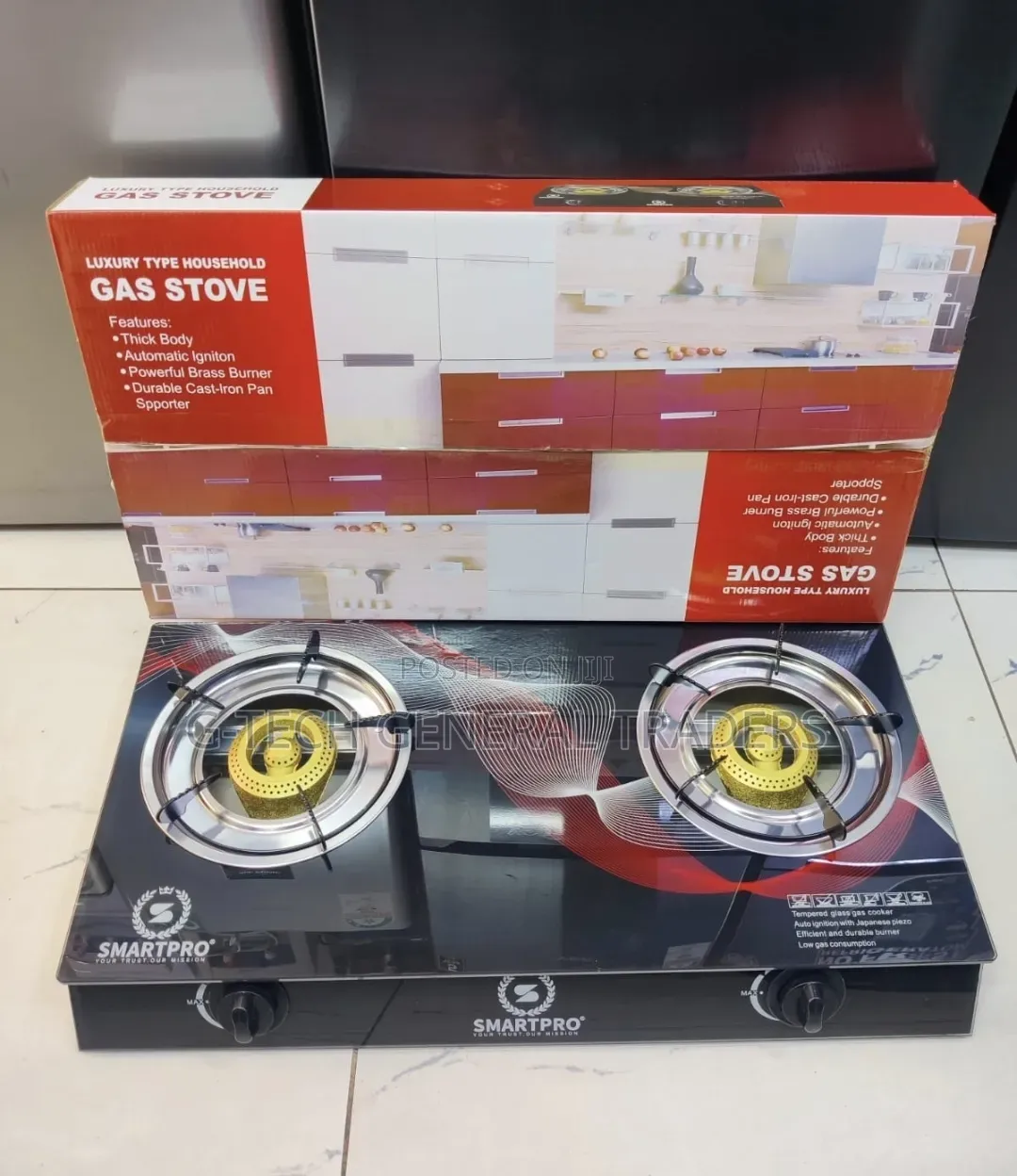Smartpro 2-Burner Tabletop Gas Stove With a Tempered Glass Top