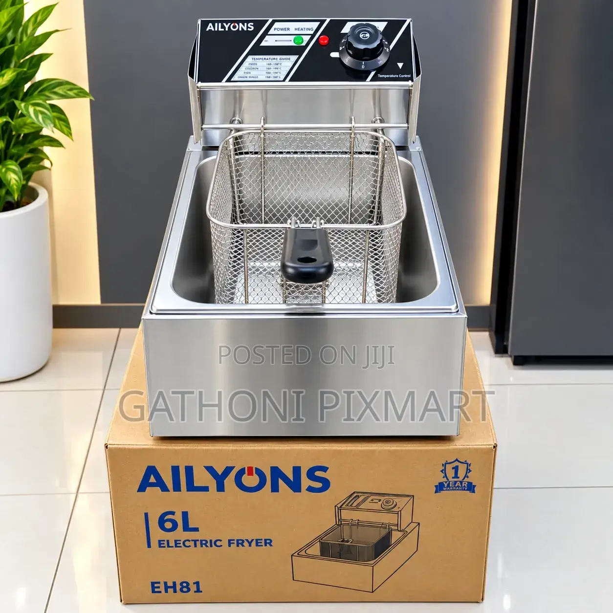 AiLyons 6-Litre Single Electric Deep Fryer for Home and Kitchen Use