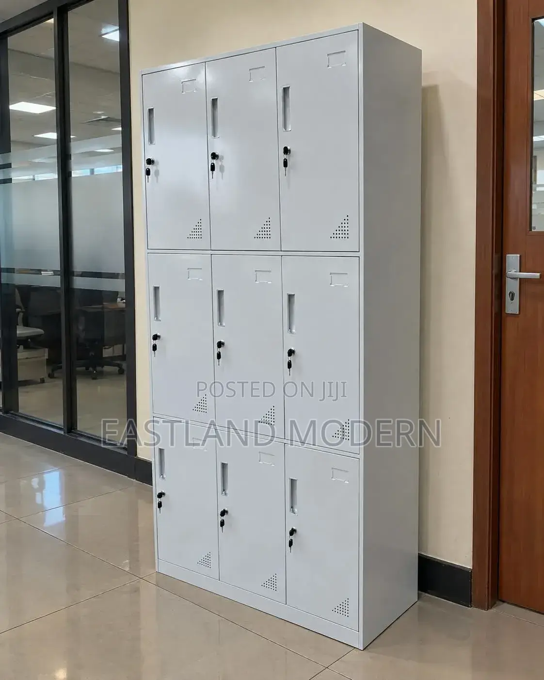 9 Door Metal Locker Cabinet – Lockable Office Storage