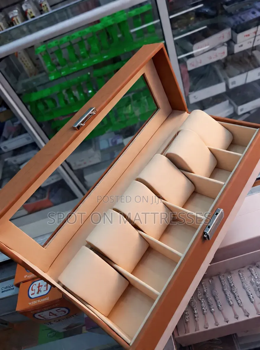 Elegant 6 Slot Watch Organiser. Brown/Grey/Black. Countrywide Delivery