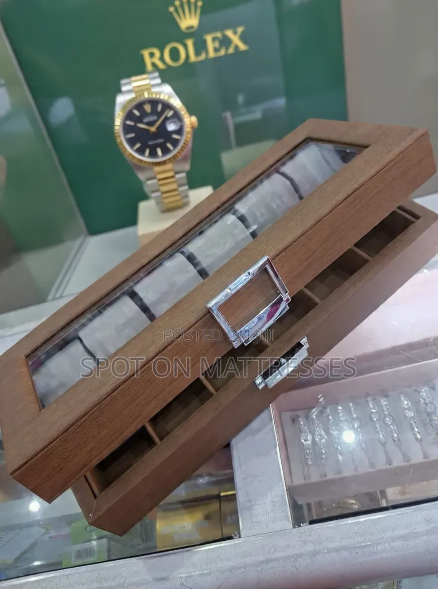 Elegant 6 Slot Watch Organiser. Brown/Grey/Black. Countrywide Delivery