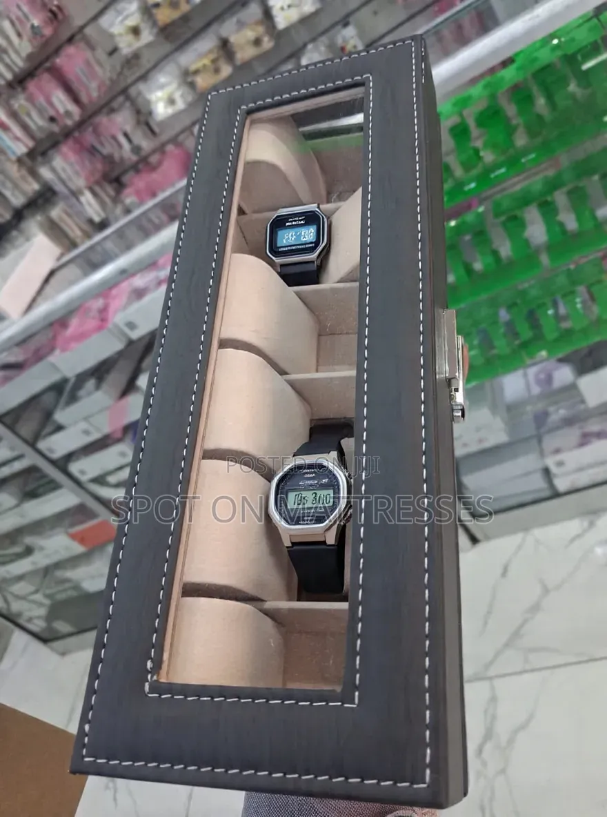 Elegant 6 Slot Watch Organiser. Brown/Grey/Black. Countrywide Delivery