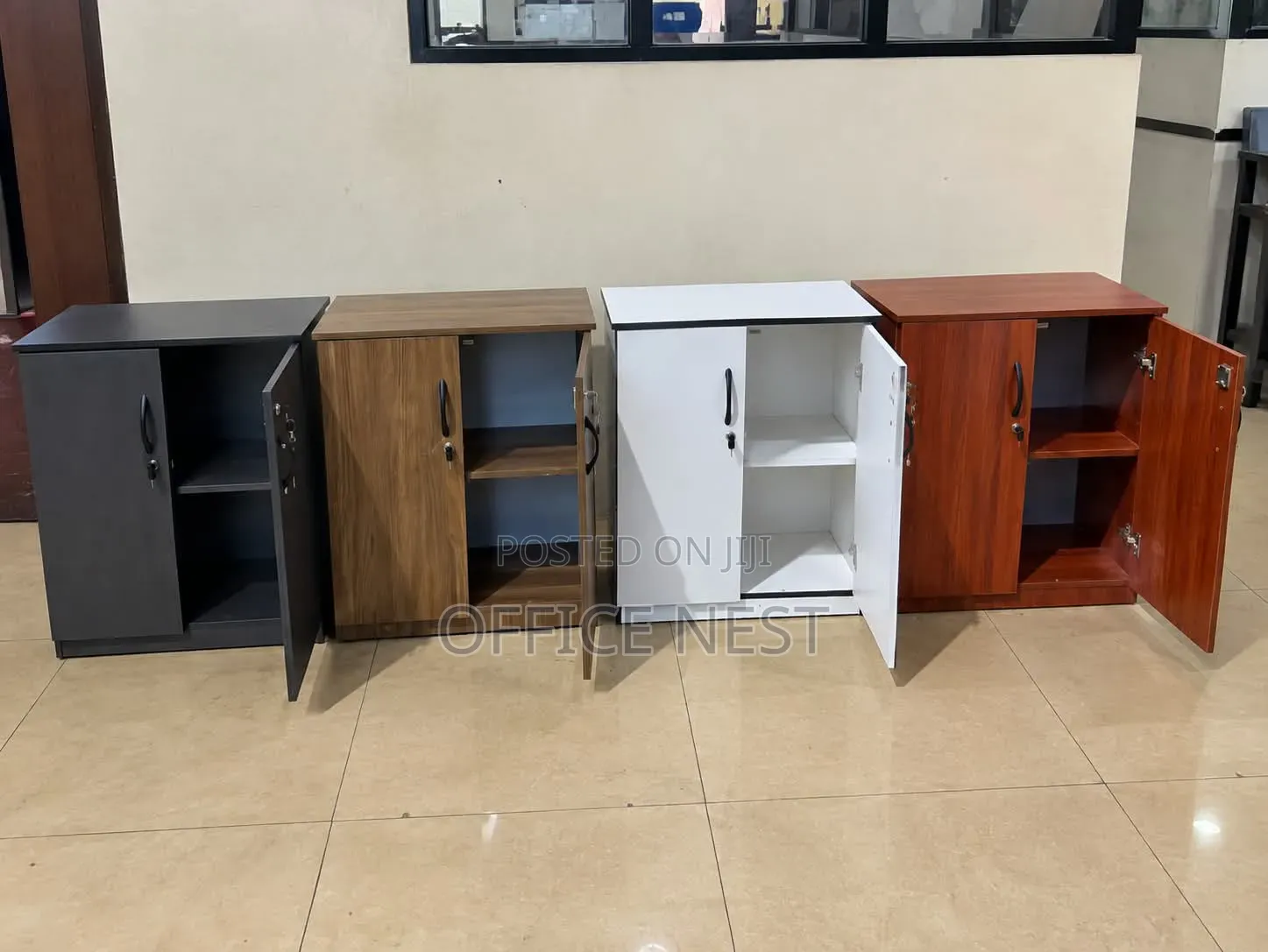Wooden Office Storage Cabinet With 2 Lockable Doors