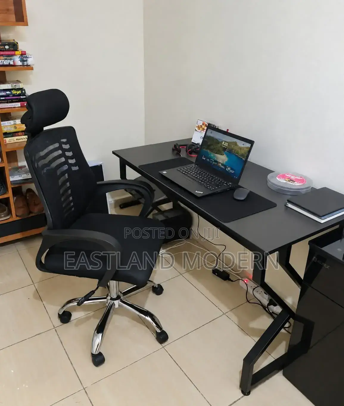 Modern Office Desk and Ergonomic Chair Workstation Set