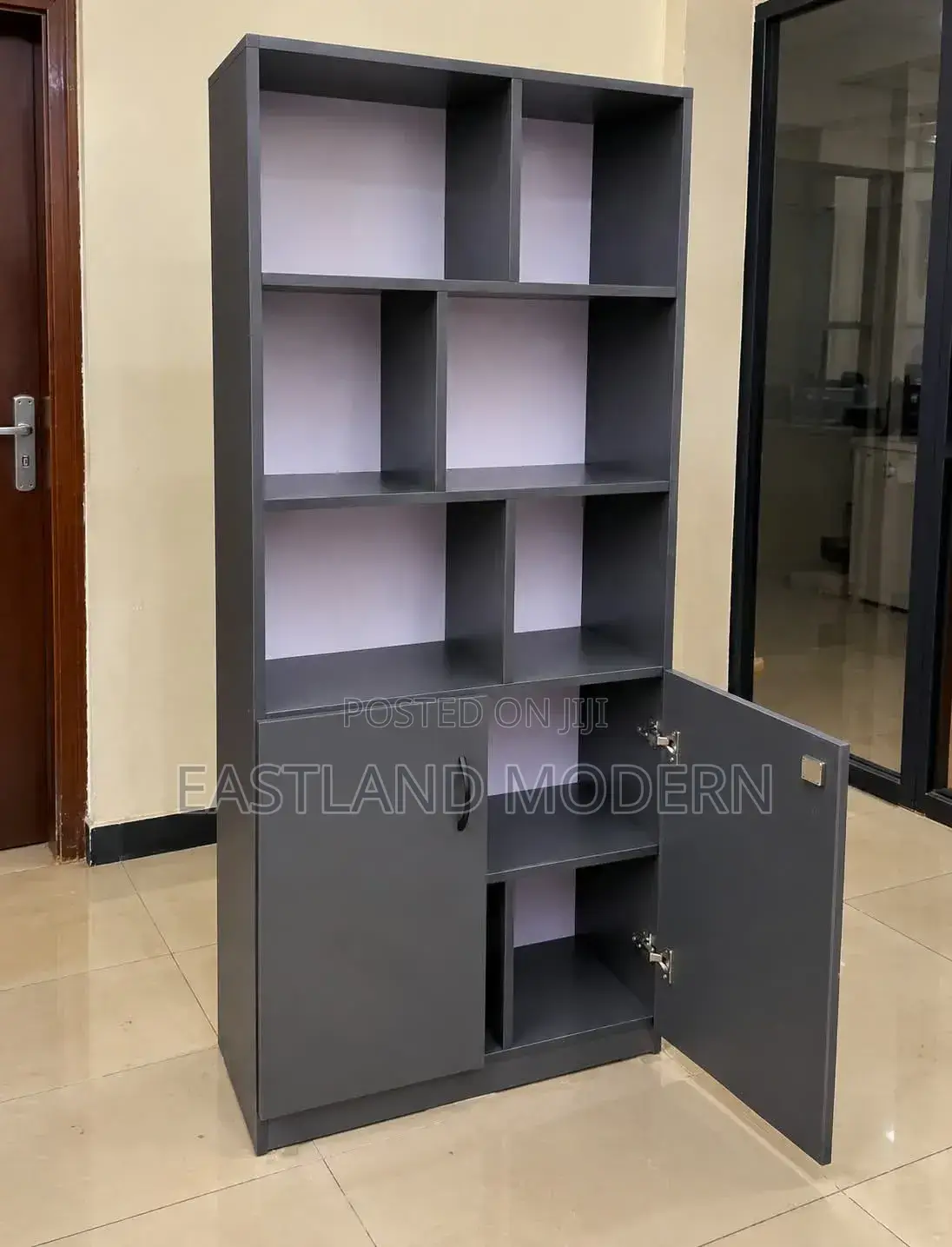 Modern Office Bookshelf With Shelves and Lockable Cabinet