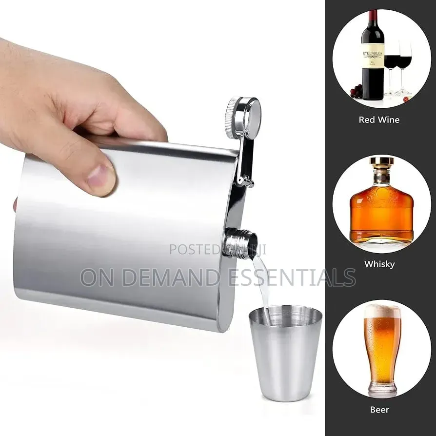 236ml Stainless Steel Silver Hip Flask