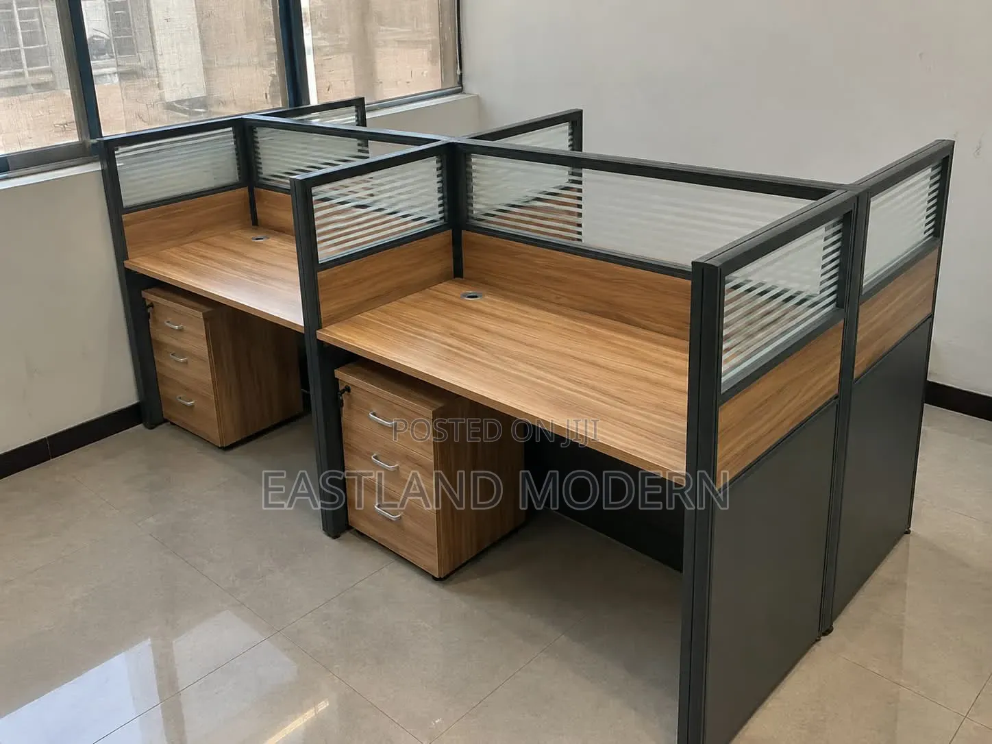 Four-Seater Wooden Office Workstation.