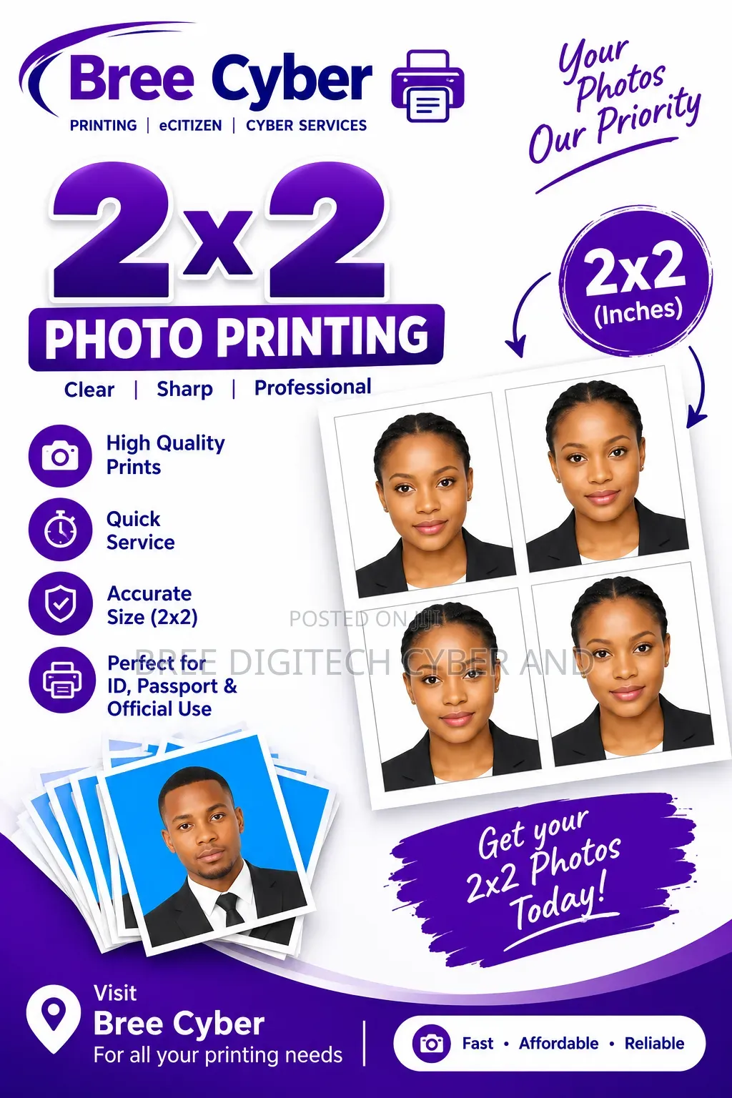 2inches by 2inches Passport Photo Printing