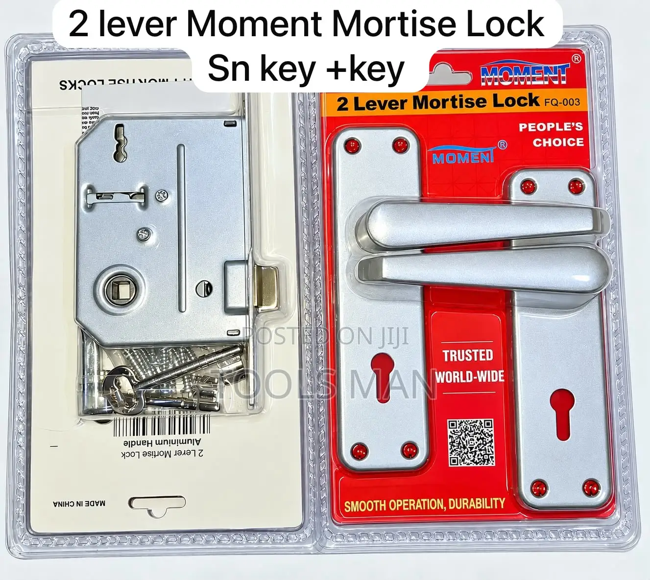 2 Lever Door Lock Set Satin Nickel Handles Moment Mortise FQ-03 Keyed