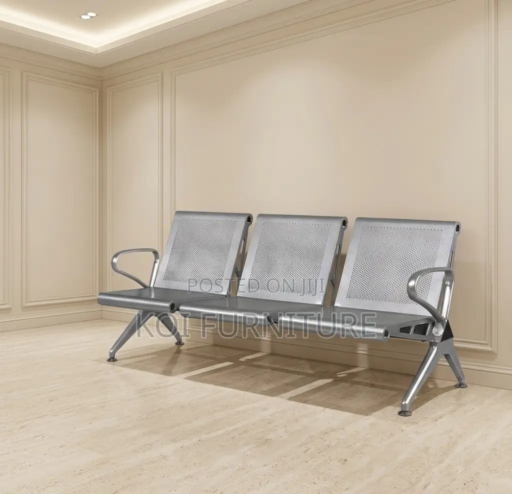 Office Bench; Three Seater Metallic Armed Reception Bench