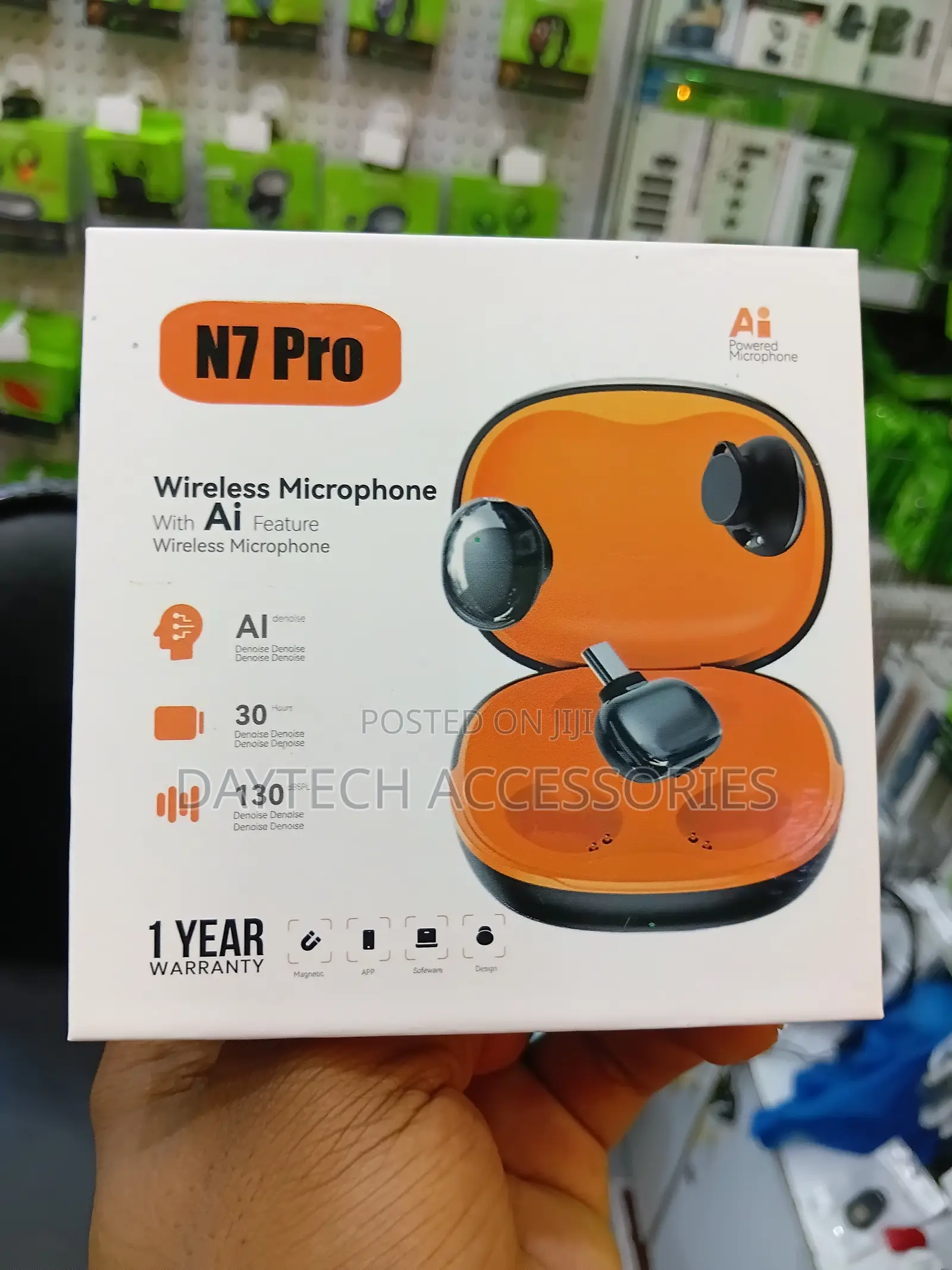 N7 Pro Noise Cancelling Tiny Magnetic Wireless Microphone - Black