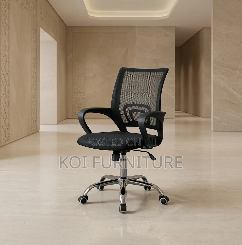 Office Chair; Black Fabric Ergonomic Mesh Clerical Seat