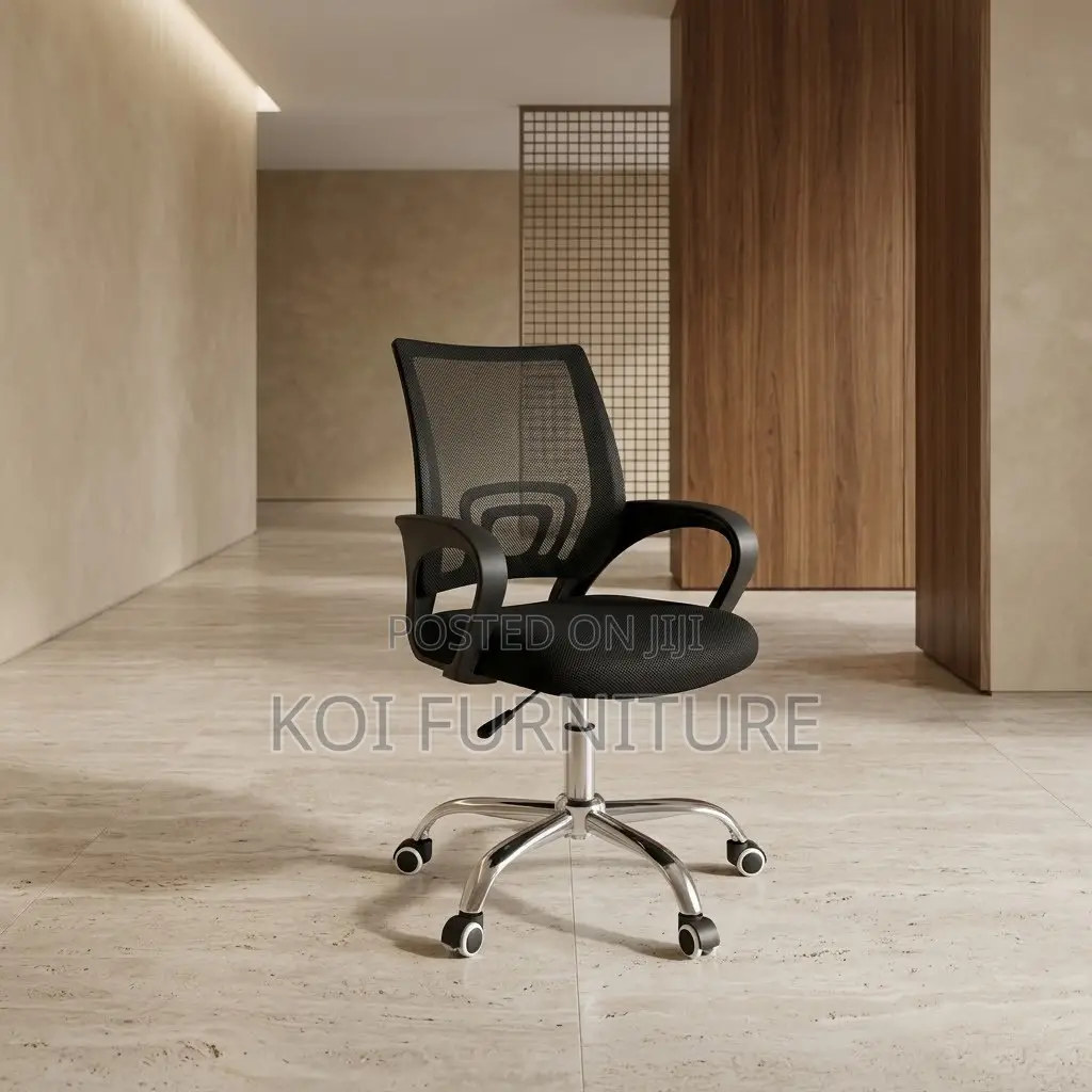 Office Chair; Black Fabric Ergonomic Mesh Clerical Seat