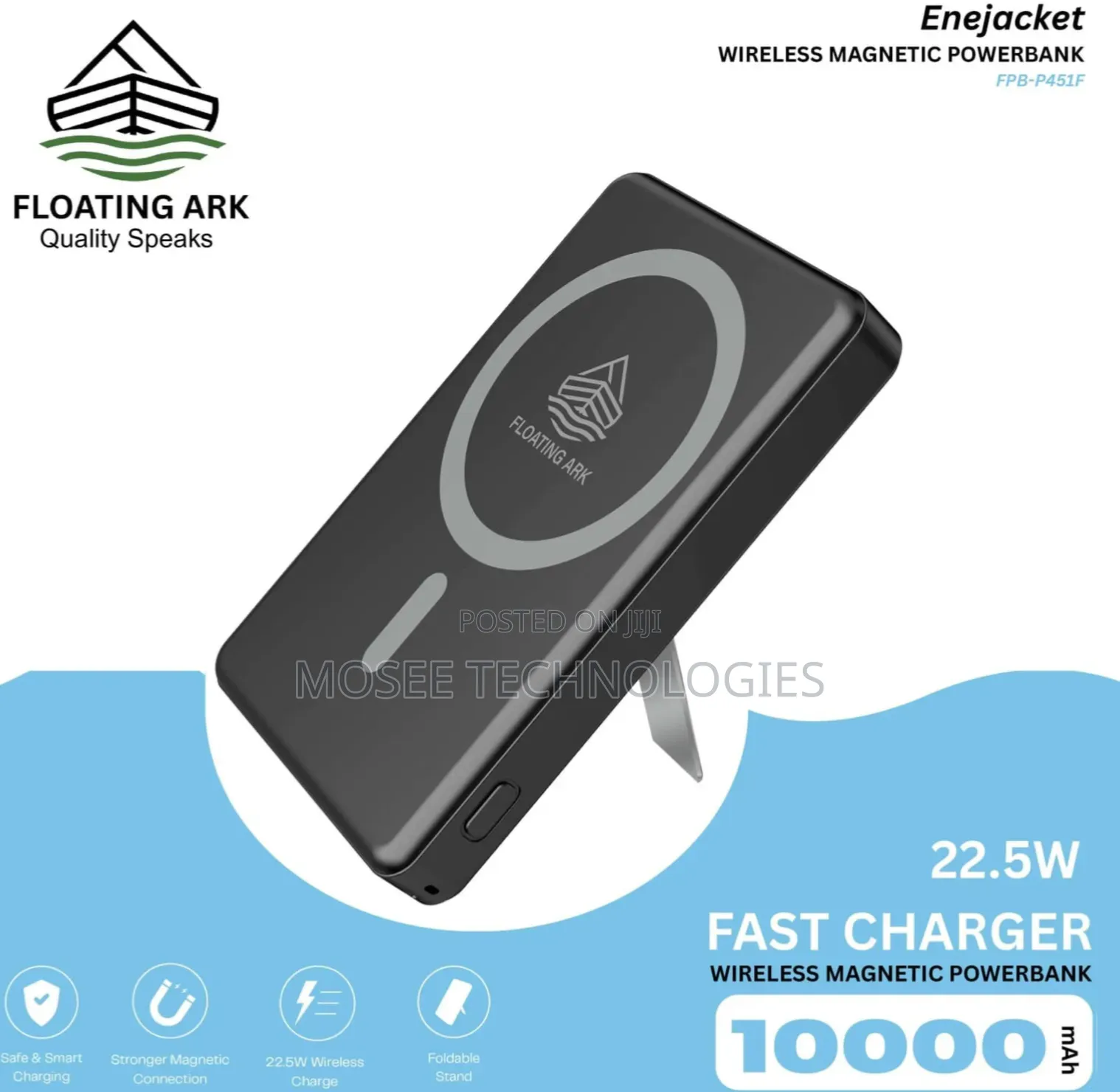 10000mAh 22.5W Magnetic Wireless Power Bank With Foldable Stand