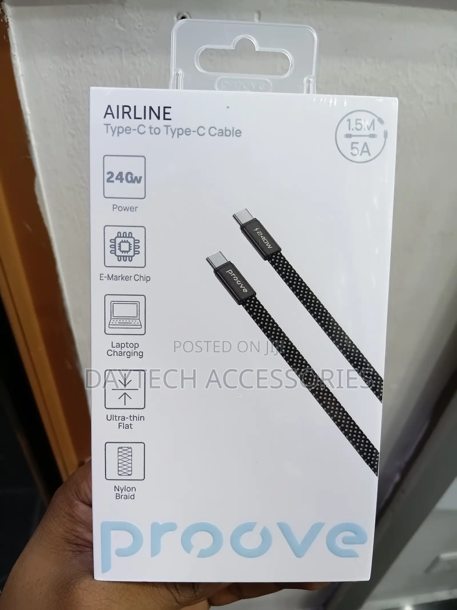 The Proove AirLine Type-C to Type-C 240W (1.5m) Fast Charging Cable