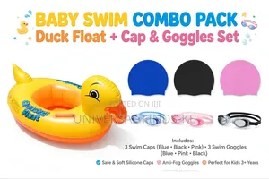 3 in 1 Swimming Set With Duck Pool Floater Goggles and Swimming Cap