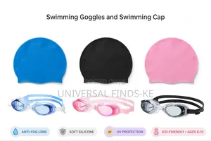 Swimming Goggles and Swimming Cap Combo Set for Adults and Kids