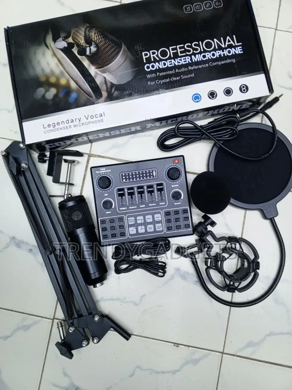 Legendary Vocal BM800 Podcast Mic Kit With Audio Mixer