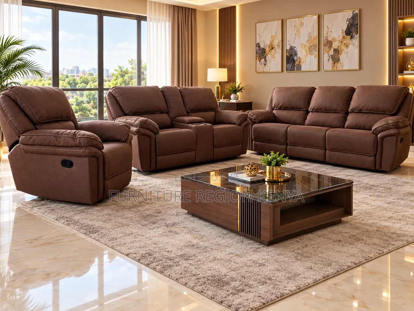 Six-Seater King-Size Recliner Sofa, Luxurious