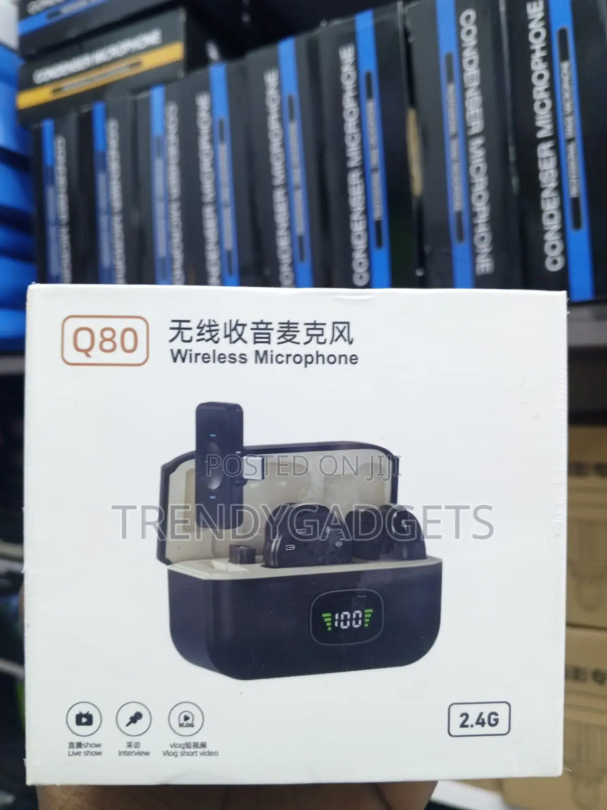 Q80 2.4GHz Clip on Microphones With Digital LED Display