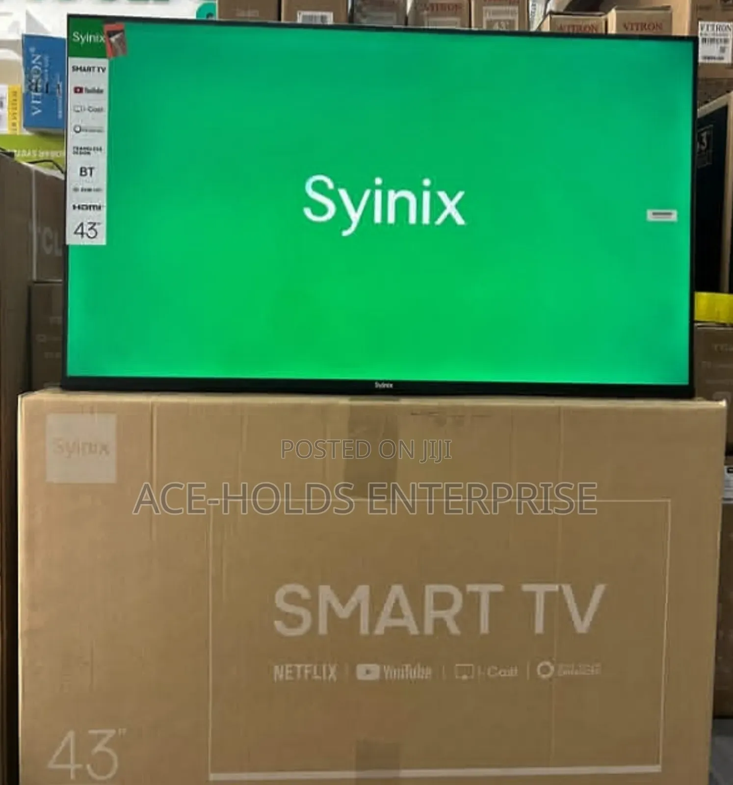 Syinix 43" Smart Android TV With Built-in Free Air Channel Decoder