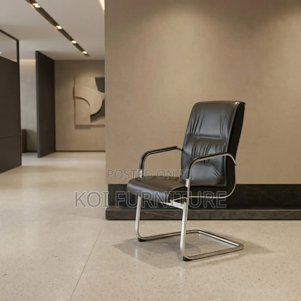 Office Chairs; Leather Visitors Seat With Sled Legs