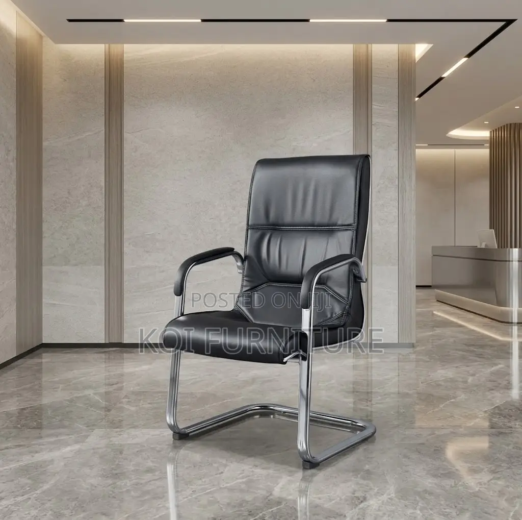 Office Chairs; Leather Visitors Seat With Sled Legs