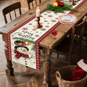 Merry Christmas Table Runner Festive Holiday Table Cover Bli